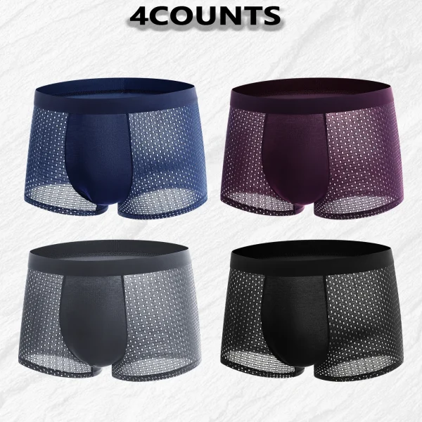 4 pairs of men's silk mesh breathable boxer shorts
